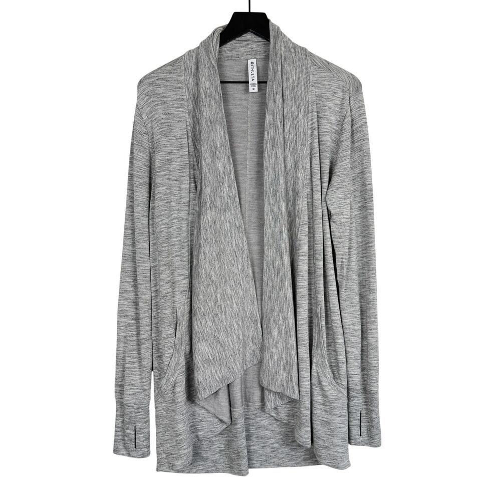 Athleta Pranayama Restore Wrap Gray Draped Cardigan Sweater - M